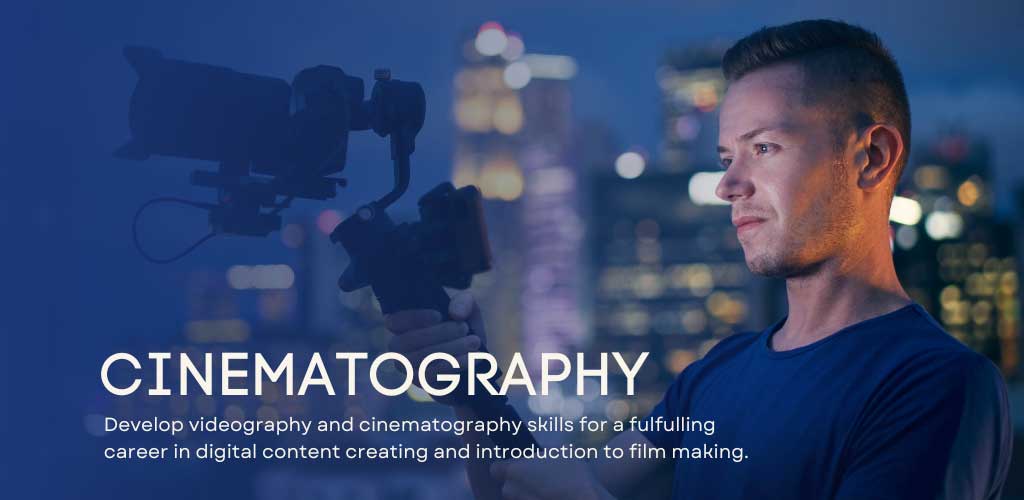 Cinematography professional using a camera.